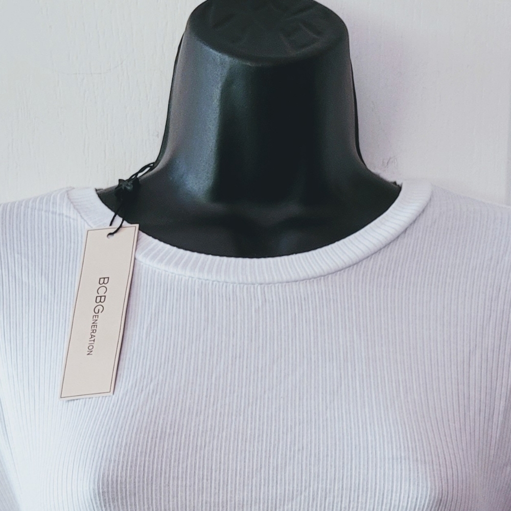 BCBGeneration Crop Tee White Size Large - Picture 4 of 10